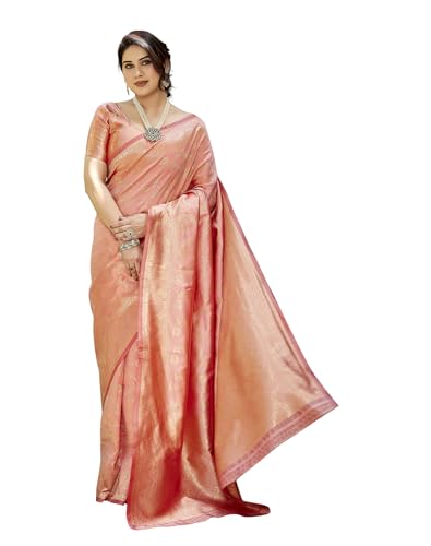 Image of Yashika Women's Trendy Pure Banarasi Kanjivaram Saree with Blouse Material