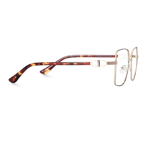 Image of Zeelool Metal Glasses Frame for Women, Oversized Square Eyeglasses Eyewear Frame with Non-prescription Clear Lens & Spring Hinge ZJGM374867-05