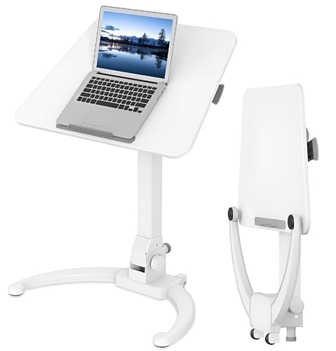 PrimeCables Portable Folding Standing Desks, Heavy-Duty Adjustable Mobile Overbed Table for Home...
