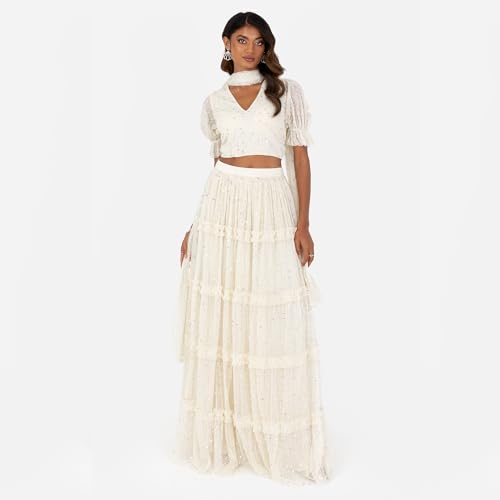 Maya Deluxe Women's Indian Traditional Dress for Women Outfit Lengha Choli Lehenga Saree Skirt and Top Dupatta Coord Set for Wedding Guest Top Skirt Coord (pack of 1)