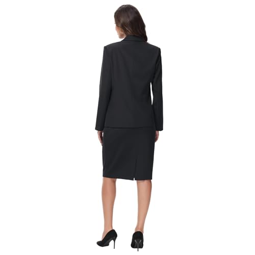 Lamgool Women's Business Skirt Suit Set 2 Piece Office Outfits Notched Lapel Blazer and Pencil Skirt2