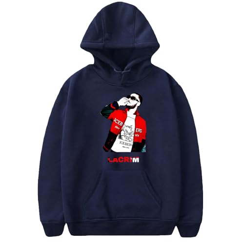 Lacrim Sweat à capuche décontracté à manches longues pour homme et femme, Bleu marine/HL13004, L