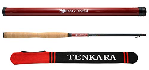 DRAGONtail Tenkara Shadowfire 12' Tenkara Rod Plus Complete Starter Package - Flies, Leader, Tippet, Line Holder, Storage Tube, and Rod Sock