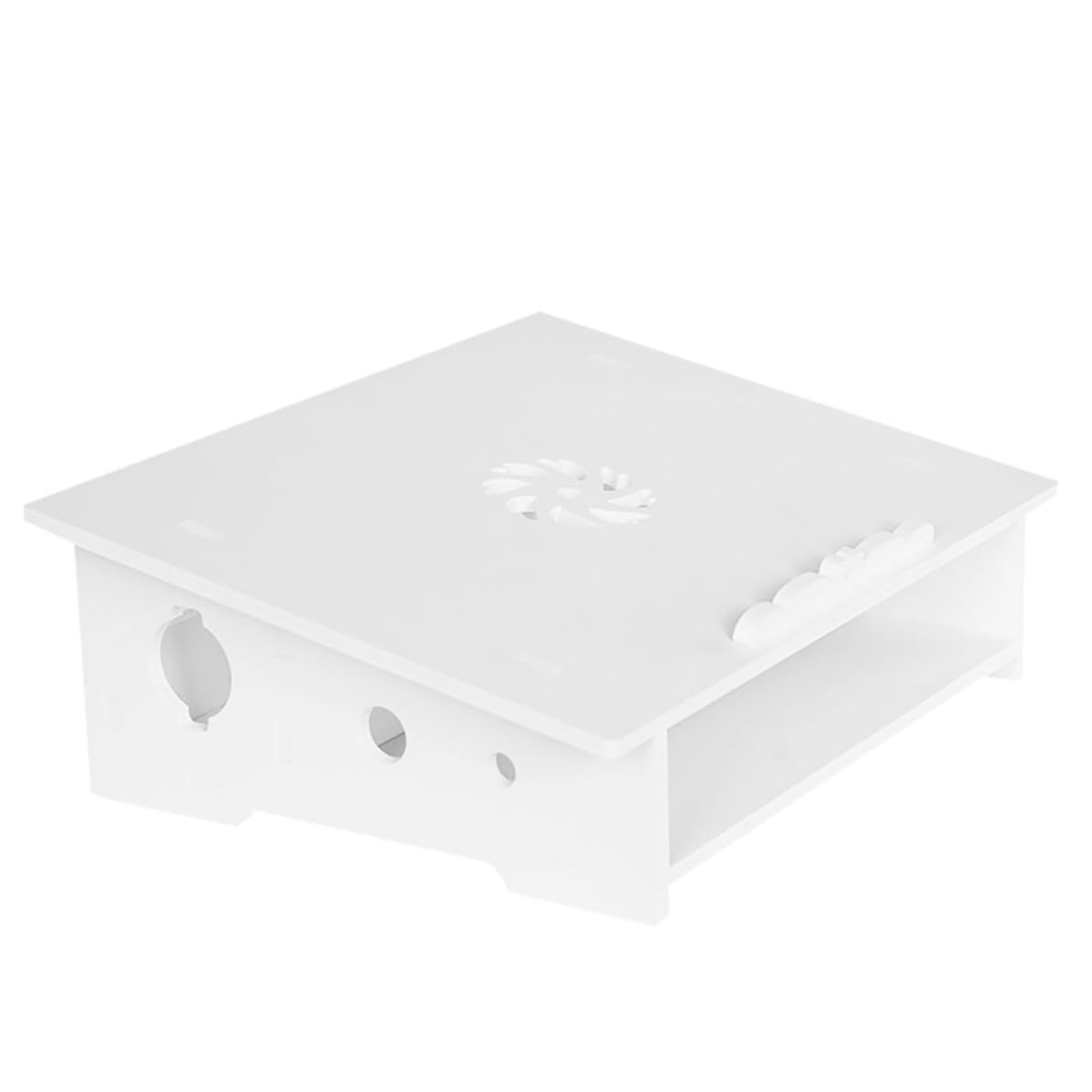 MAGICLULU Supporto per Laptop Rialzo Computer Portatile Funzione di Raffreddamento e Storage, Supporto Display, in Wood Plastic Board, Bianco, per Casa e Ufficio