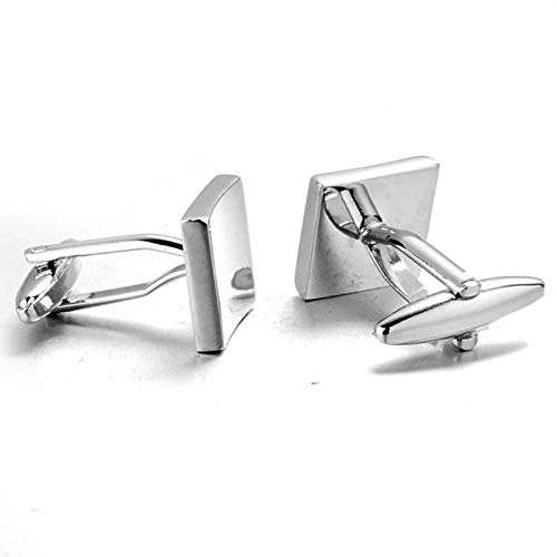 Mancuernillas cuadradas plateadas para hombre KnBoB miniatura 3