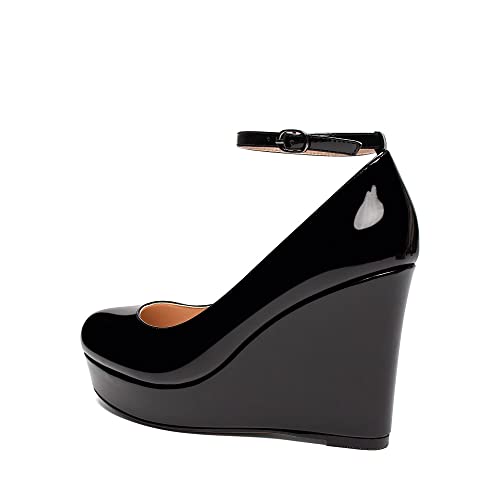 Soireelady Women's Platform Wedges Ankle Strip Heel Pumps Platform High Heel Wedge Pump Shoes3