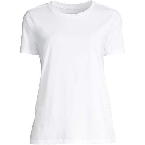 Lands' End Womens Short Sleeve Relaxed Supima Cotton Crew Neck T Shirt White Regular Large