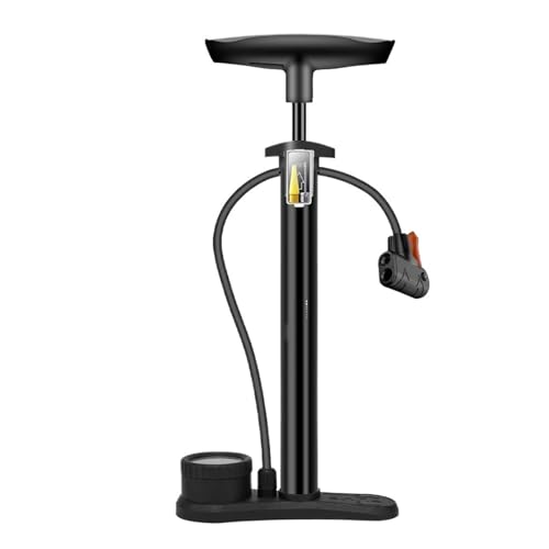 自転車用ポンプ ゲージ付き 160PSI 多機能インフレーター 自転車用3in1ノズル(Black)