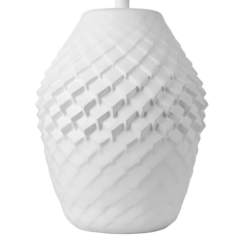 Lámpara de mesa 27" moderna con patrón geométrico blanco miniatura 6