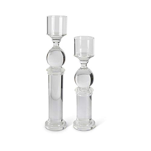K&K Interiors 15923B Set of 2 Teardrop Glass Pillar Candleholders