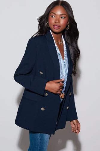Dokotoo Womens Double Breasted Casual Blazers Jackets Office Work Blazer Open Front Long Sleeve Lapel Collar Avalon XL Size