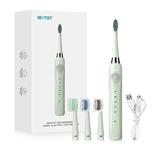 Spazzolino Elettrico SENTIST S-Y100 Ricaricabile Spazzolino Elettrico Sonico, Micro USB Porta...