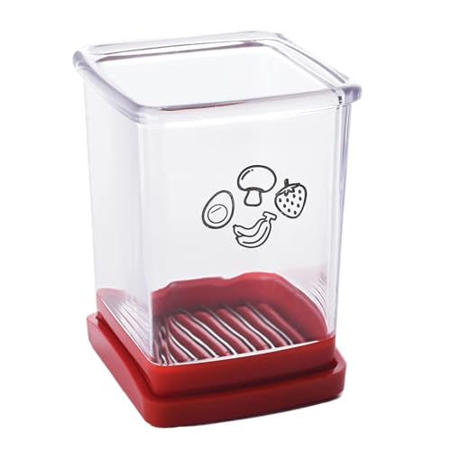 FLAVAS Cortadora de Tazas, Cortadora Rápida de Frutas y Verduras con Placa de Empuje, Picadora Manual de Alimentos de Acero Inoxidable, Cortadora de Frutas Taza para Huevo de Plátano Fresa