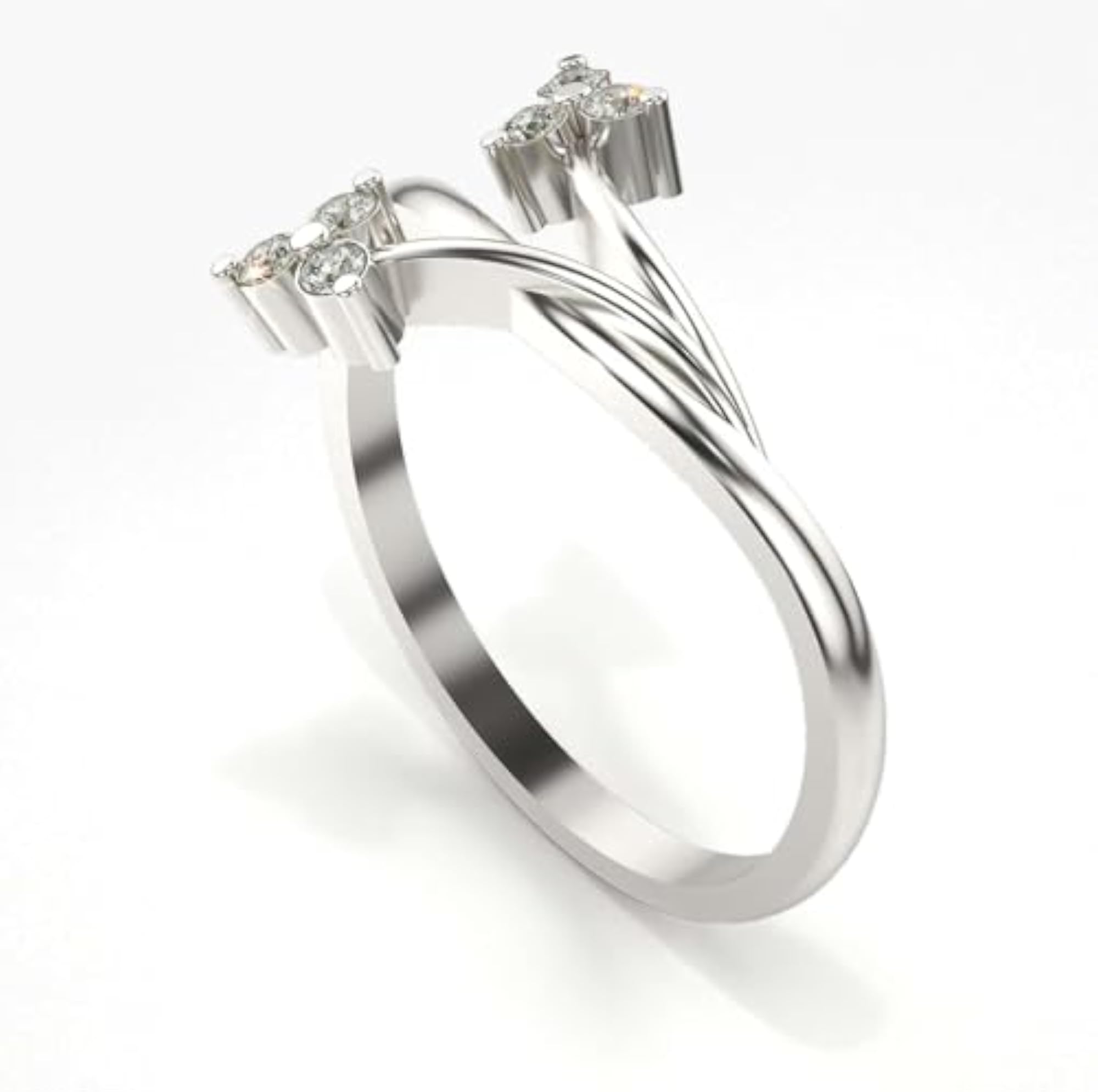 Women's Sterling Silver & Lab Grown Diamond 0.11cts Ring, Stylish