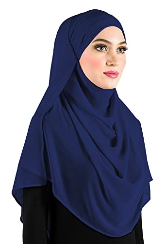 Middle Eastern Mall Chiffon Wrap Hijab Headscarf with Caplet & Sashes Tieback