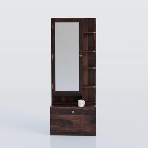 Image of Rajasthali Furniture Sheesham Wooden Dressing Tables for Bedroom with Drawer & 5 Shelves - Dressing Table with Storage Dressing Table Organiser Dresser with Mirror (Design 5)