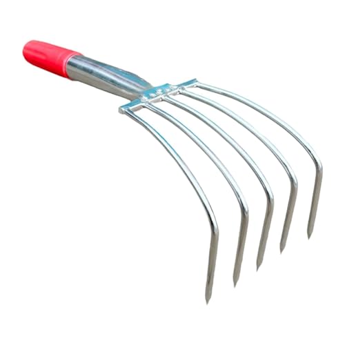 BinZyronic 小型除草機 ハンドレーキ 5歯 ? ステンレス製 軽量ポータブル耕運機 庭園作業 多用途ガーデニングツール