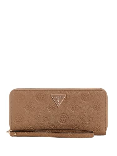 GUESS レディース Cresidia Around ラージジップ、財布、クラッチ、ダークトープ、ワンサイズ