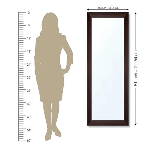 Image of Creative Arts n Frames 15x51 inch Chocolate Color Long Fiber Wood Wall Hanging Mount HD Mirror Home Decor Items Living Room Bathroom Bedroom Hotel Office (Rolex Dark HD Mirror)