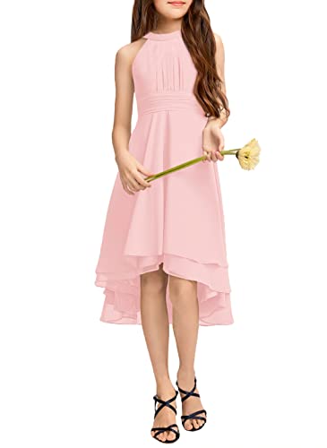 Galawaqe Chiffon Flowy Dresses Flower Girls Asymmetrical With Ruffles Sleveless Swing Party Gowns A-Line Dress #TOP3