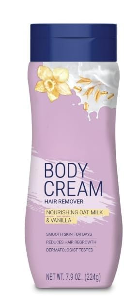 Body Hair Removal Cream for Women Oat Milk Vanilla Scent Sensitive Skin Formula Smooth Hair-Free Skin Moisturizing Body