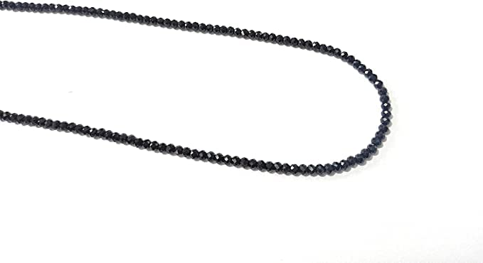 Kashish Gems & Jewels Natural Black Spinel Necklace 20 Inch With Sterling Silver Clasp, 68 Cts Faceted Rondelles Beads, Spinel Silver Jewelry2