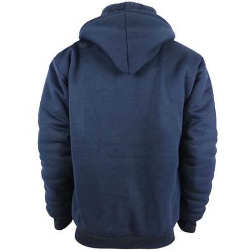 LeeHanTon Boys Fleece Jacket Hoodie Sherpa Lined Zip Up Hooded Sweatshirt Kids Winter Jackets Navy 122