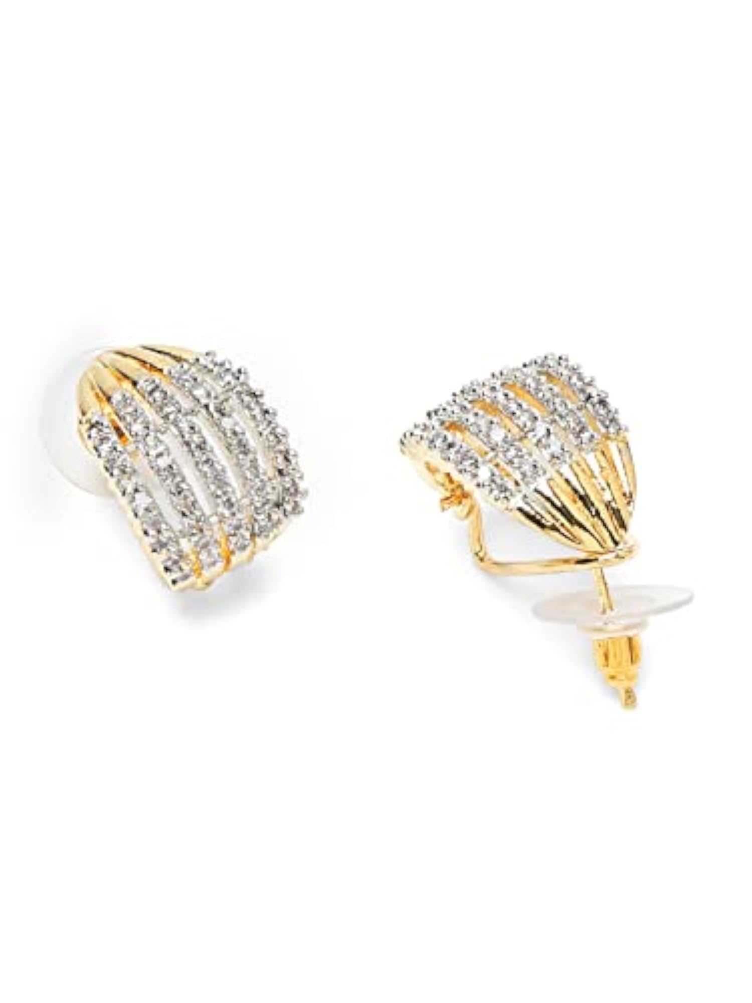 American Diamond Studded Huggie Earrings