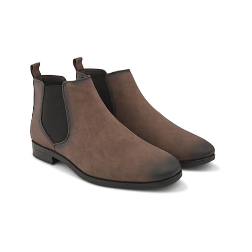 Image of STANPHORD Men Glossy Chelsea Ankle Boots | PU Slip-On Block Heel | Casual Party Office Outdoor Wear (TPSG 9536)