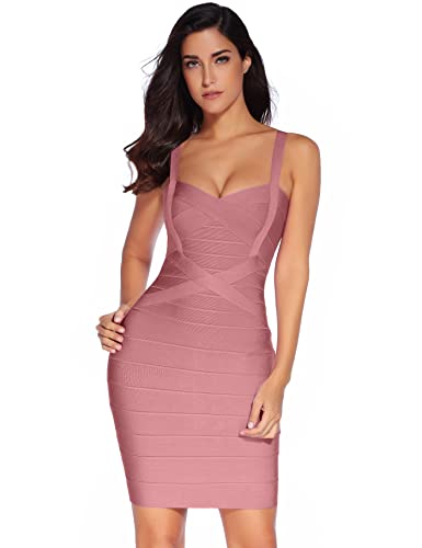 Women's Celebrity Bandage Bodycon Dress Birthday Party Pencil Dress Night Out Dress(AntiPink,S) : Clothing, Shoes & Jewelry