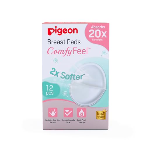 Image of Pigeon Disposable Breast Pads 12 Pcs | Comfy Feel | 2X Softer | Stay Dry Comfort | with Aloe Vera Extract | Leak-Resistant Coverage | Dermatologically Tested | White