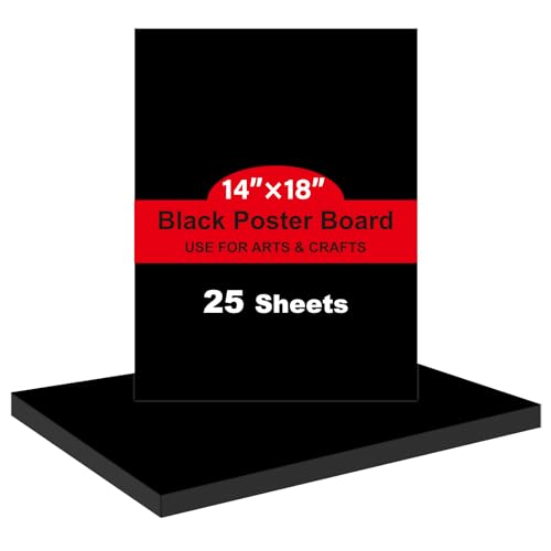 Image of 25 Pcs Black Poster Board Paper 14x18, ROOKEA Vision Boards Posterboard Bulk for School Projects Classroom Arts Craft Presentations Drawing Scrapbooking Blank Graphic Display