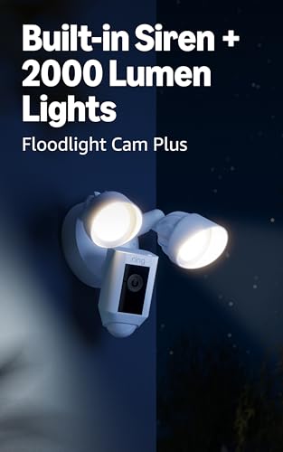 Image of Ring Floodlight Cam Plus, Wired, White with Outside Door Sensor, White (newest model)
