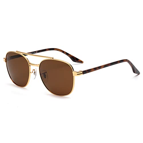 Image of JIM HALO Retro Square Aviator Sunglasses Premium Glass Lens Flat Metal Eyewear Men Women