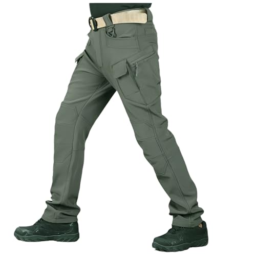 [JUELREOU] メンズトレッキングパンツ【高性能裏起毛 防水撥水】 ワークパンツ 防寒 冬用 耐久性 コンバットカーゴパンツ 迷彩 ストレッチ 登山・アウトドア用 快適な履き心地 冬