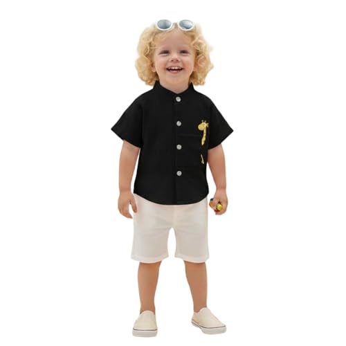 Image of A.T.U.N. (ALL THINGS UBER NICE) Baby Boys 100% Cotton Shirt | Mandarin Collar Half Sleeve Shirt with Cute Printed Design | Button Front Soft Fabric Shirt | Comfortable Stylish Top Wear for Babies