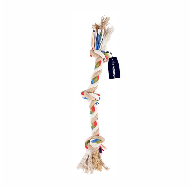Madhabi 2-Knot Rope Dog Toy – Durable Cotton Chew Rope for Puppies and Dogs | Interactive Tug and Fetch Toy for Training, Dental Health, and Playtime Indoors or Outdoors