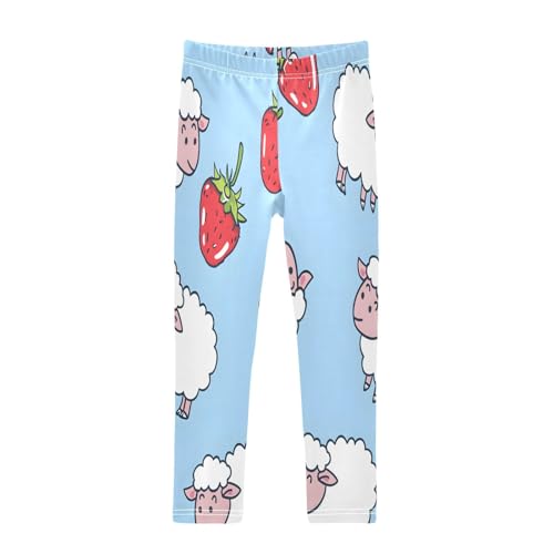 Bolaz Toddler Girls Leggings Printed Yoga Pants Leggings Sheep Eating Strawberries for Kids