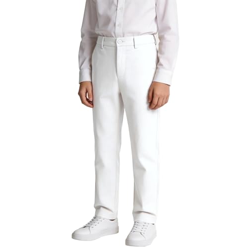 Image of Boys' Linen Pants Lightweight Flat Front Dress Pants Kids School Uniform