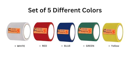 Image of Vastu Color Floor Tapes, Vastu Dosh Remedy /Vastu Correction for WC Toilet and Entrance (4Inch Wide, 25 Meter Length Approx) Red, Yellow, Green, Blue and White-Set of 5