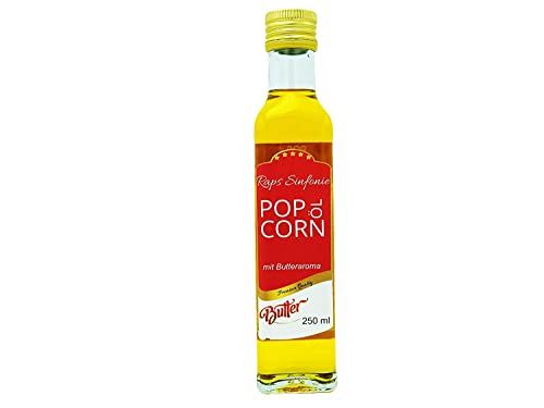 Hopser Food Fun 250 ml aceite de palomitas de maíz con fino sabor a mantequilla natural y práctico pico vertedor Palomitas de maíz