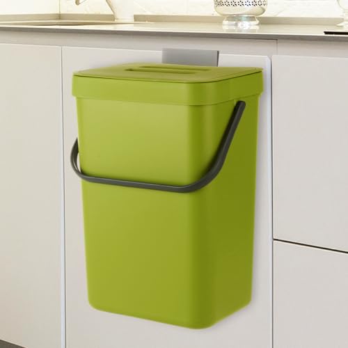 Caneca colgante de plástico con tapa, 12 L, verde