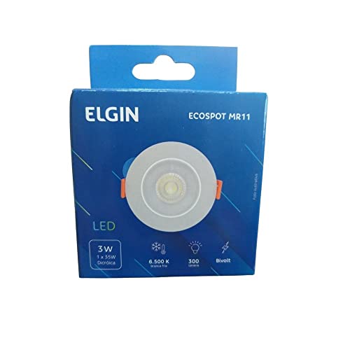 KIT 10 SPOT LED ELGIN LUMINÁRIA MR11 3W 6,500K DIRECIONÁVEL REDONDO