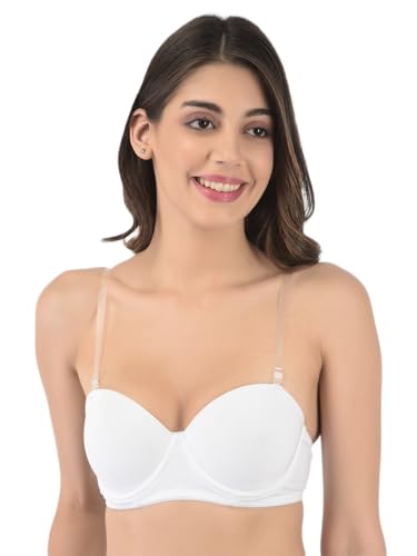 Image of Softline Women's Cotton Rich Padded Wired Demi-Cup Bra | Seamless, Breathable & Soft Fabric | Everyday Comfort & Support