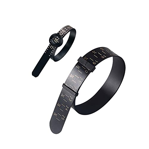 HayEastdor 2PCS Ring and Bracelet Sizer Measuring Tool Black Reusable Universal Ring Size Guage for Fingers and Bangle Sizing Tool for Jewelry Measurement HE008-B