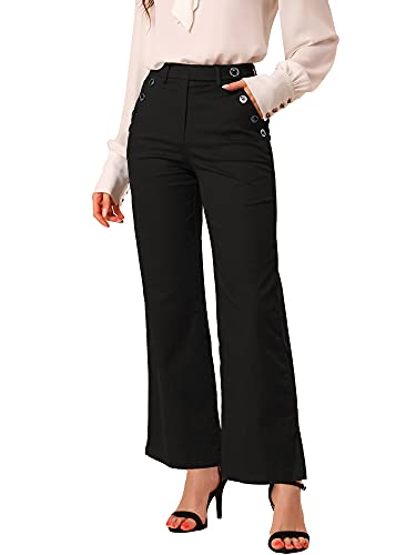 Allegra K Women's Bell Bottom 70s Long Pants High Waist Elegant Work Trousers