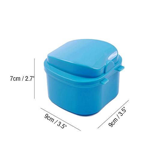 Miniatura 5 de Caja de dentadura con cepillo, taza de dientes falsos portátil de viaje con colador, contenedor de baño para dentadura para un cuidado completo de