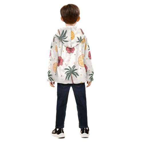 Tropical Fruit Girls Fleece Jacket Girls Fall Jacket Girls Zip Up Hoodie Girls Sherpa Jacket 2-10T4