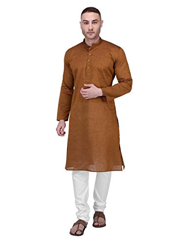 Rajubhai hargovindas men's indian handloom cotton solid kurta wit…