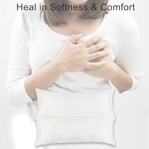 Image of Silky Satin Port Pillow Heart Surgery Pillows for Chemo Port After Open Heart Surgery Recovery Gifts Bypass Pacemaker Must Haves Protector Smooth Cooling Cushion Ivory